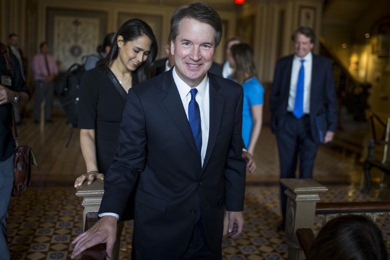 Supreme Court nominee Judge Brett Kavanaugh leaves a meeting with Senate Minority Leader Chuck Schumer on Tuesday in Washington.